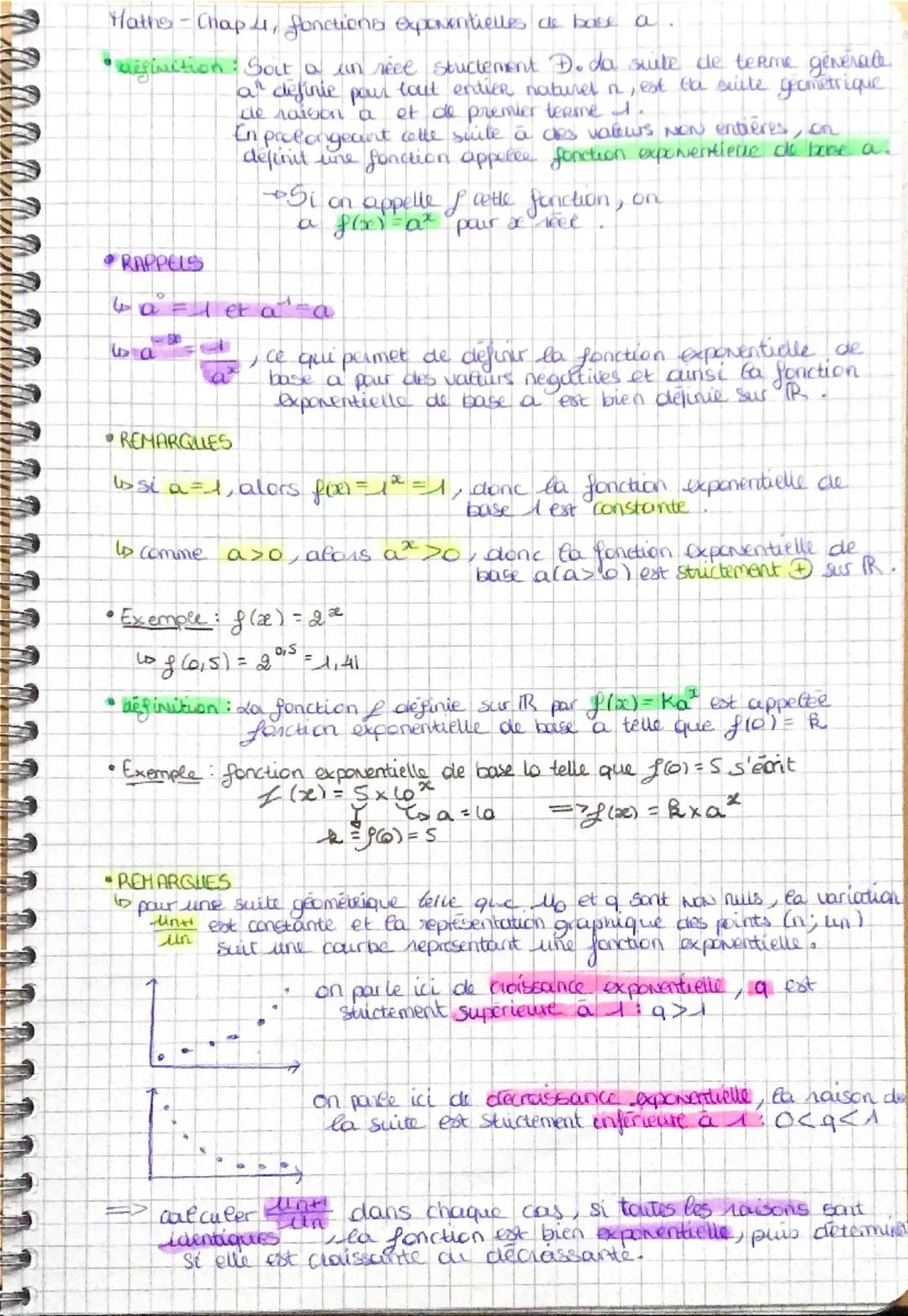 # Maths-Chap 4, fonctions exponentielles de boss a

*   meginction: Sout a un réce stuctement D. da suite de terme générale
ar definie pour 