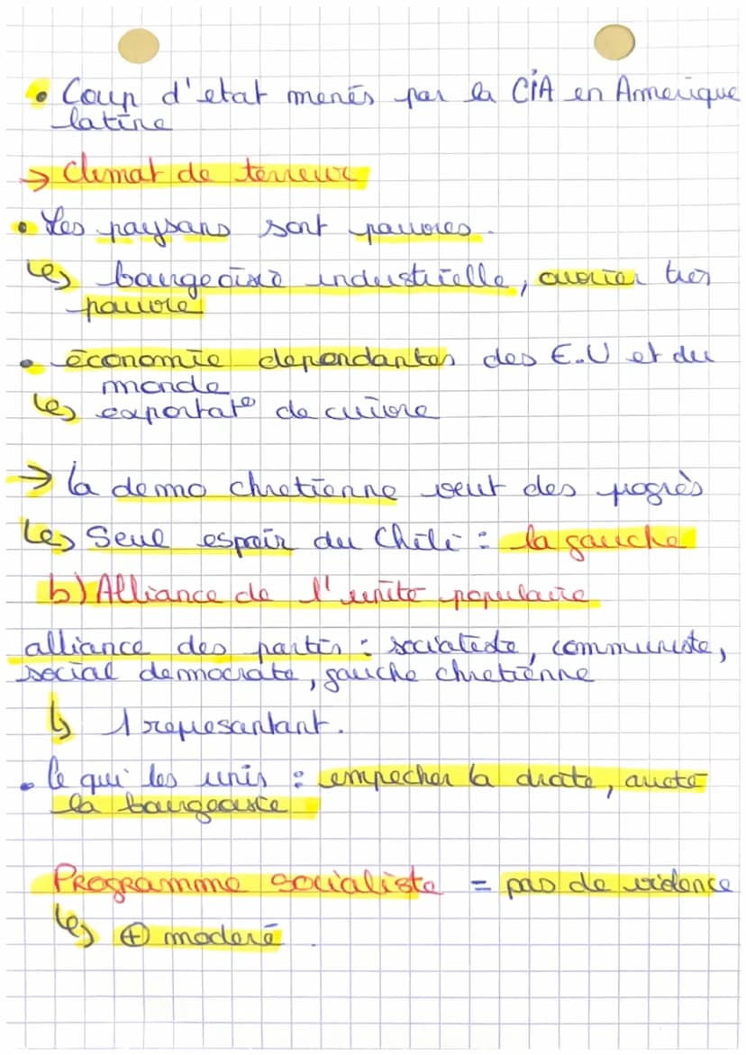 • HGG SP dire 2 - Jalan 2
Le Chili
Socialisme = movement politique
qui constate la misère aurière
> avriers prolétaires dependent de
la bour