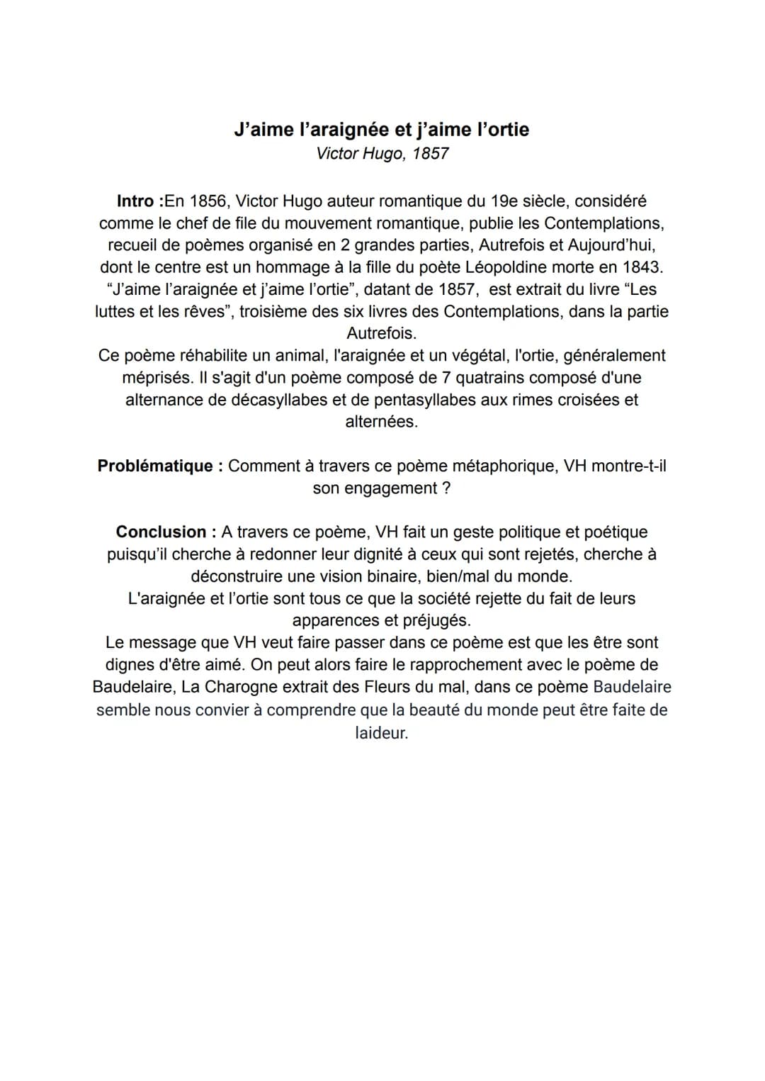 Vieille chanson du jeune temps
Victor Hugo, 1856
Intro: En 1856, Victor Hugo auteur romantique du 19e siècle, considéré
comme le chef de fil