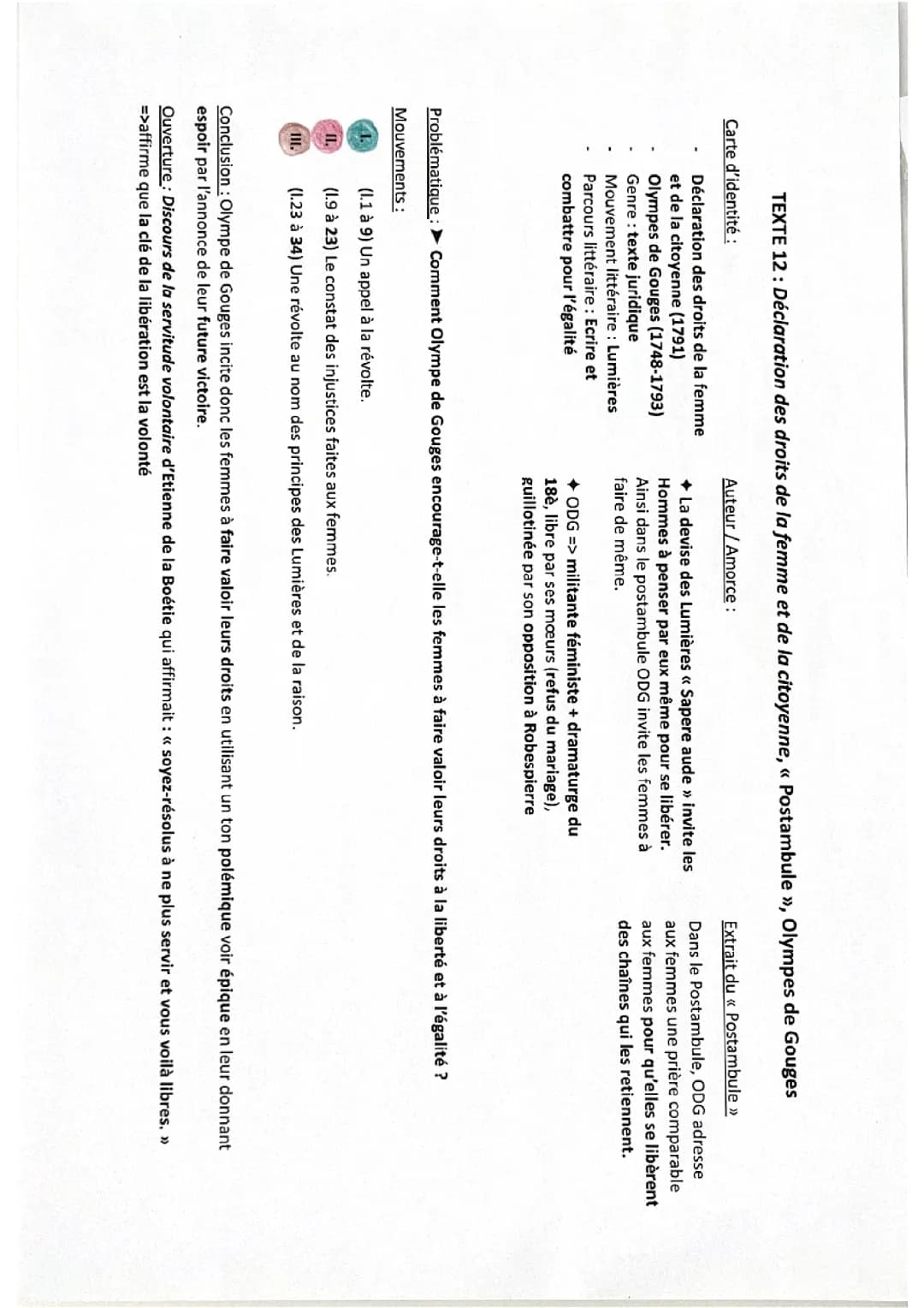 Texte Postambule Olympes de Gouges 
