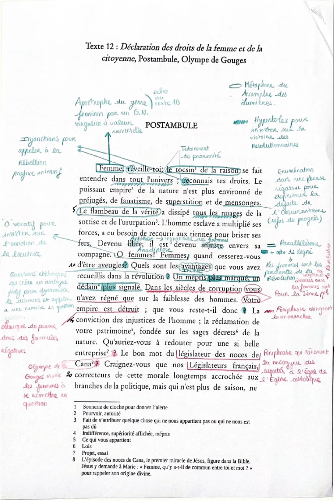 TEXTE 12 : Déclaration des droits de la femme et de la citoyenne, «< Postambule »>, Olympes de Gouges
Carte d'identité :
Déclaration des dro