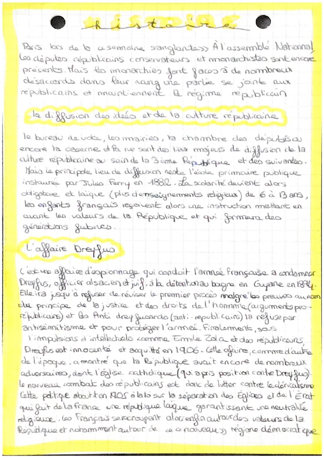 # histoire
la trosiimme repoblique.

definition:
République: regime politique sans monarque
Republicain: groupe politique en faveur de la ré