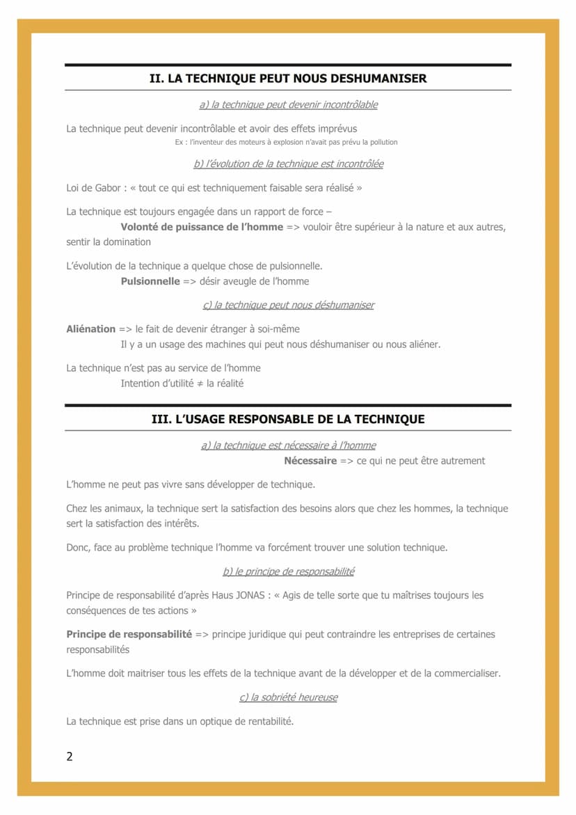 2- LA TECHNIQUE
INTRODUCTION
Technique => Ensemble des moyens - connaissances et savoir-faire - permettant d'obtenir
efficacement un résulta