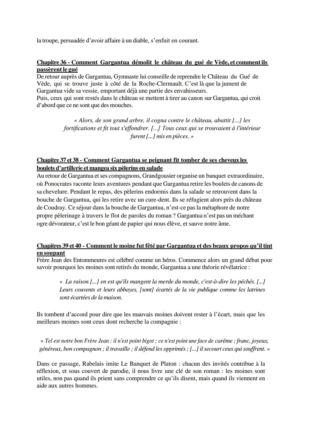 Rabelais, Gargantua
Résumé-analyse
Alcofribas Nasier est l'anagramme que François Rabelais utilise pour se protéger de la
censure, car ses é