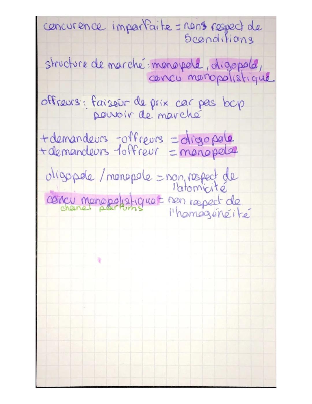 concurence imparfaite = non's respect de
Sconditions
structure de marché: monopole, digopold,
concu monopolistique
offreurs: faiseur de prix