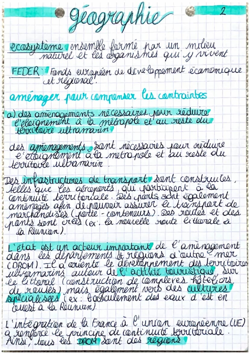 géographie
Les territoires ultramarins,
des espaces difficiles à
amenager.
1) des atouts
Les territoires d'Outre-mer françous disposent de
l