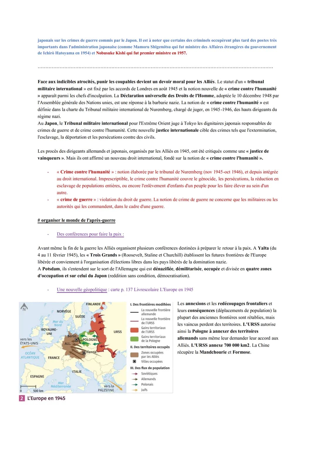 Thème 2 : La multiplication des acteurs internationaux dans un monde bipolaire (de 1945 au
début des années 70)
Chapitre 1 : La fin de la se