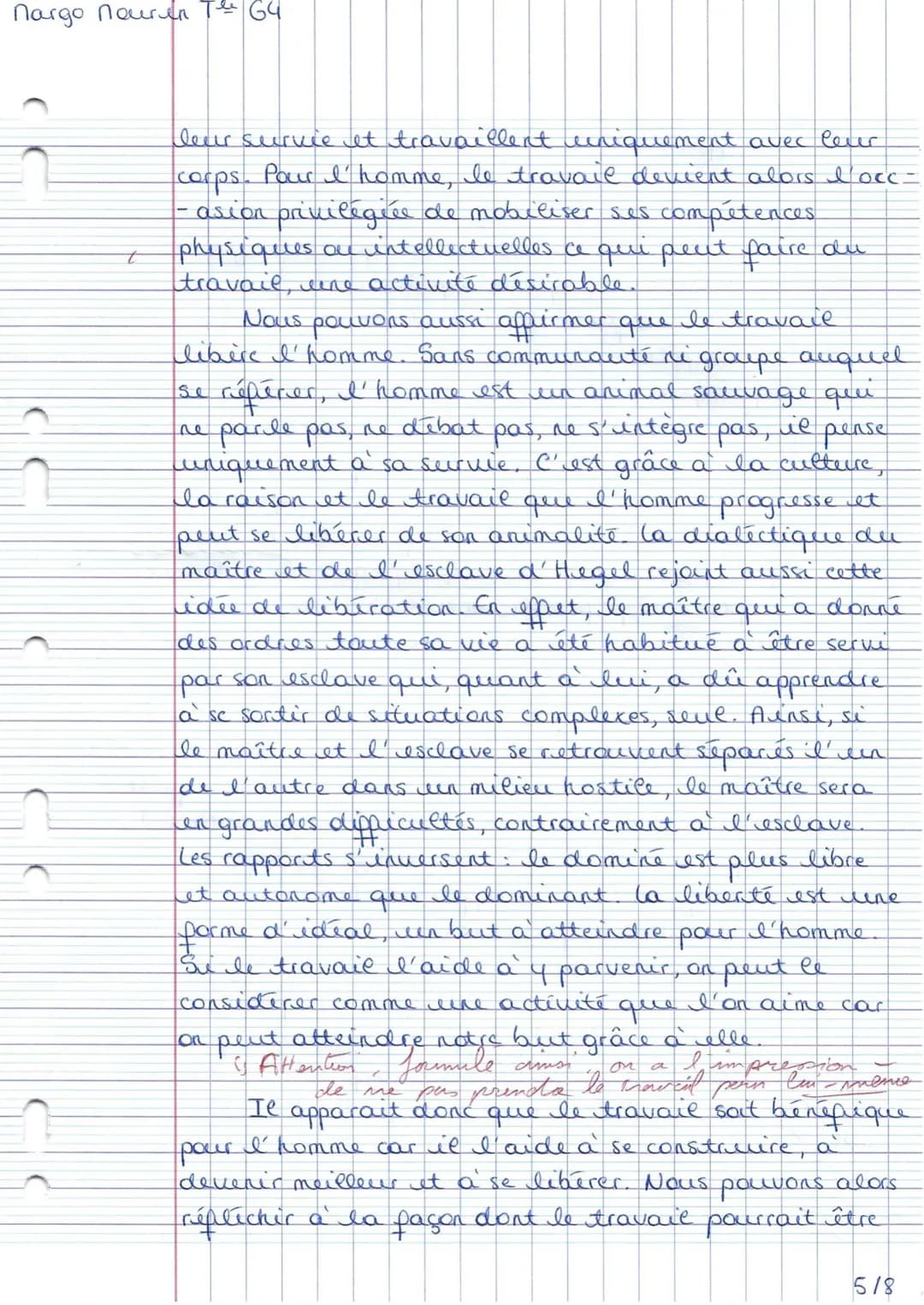 +B
1
120
Excellent trentail
Mourin Margo
The 64
Bac blanc philosophice n° 2
Sujet 1: le travail peut-il être aimé pour lui même ?
teen
le tr