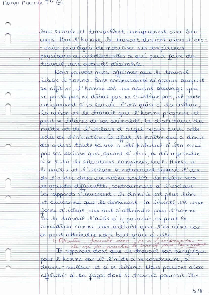 +B
1
120
Excellent trentail
Mourin Margo
The 64
Bac blanc philosophice n° 2
Sujet 1: le travail peut-il être aimé pour lui même ?
teen
le tr