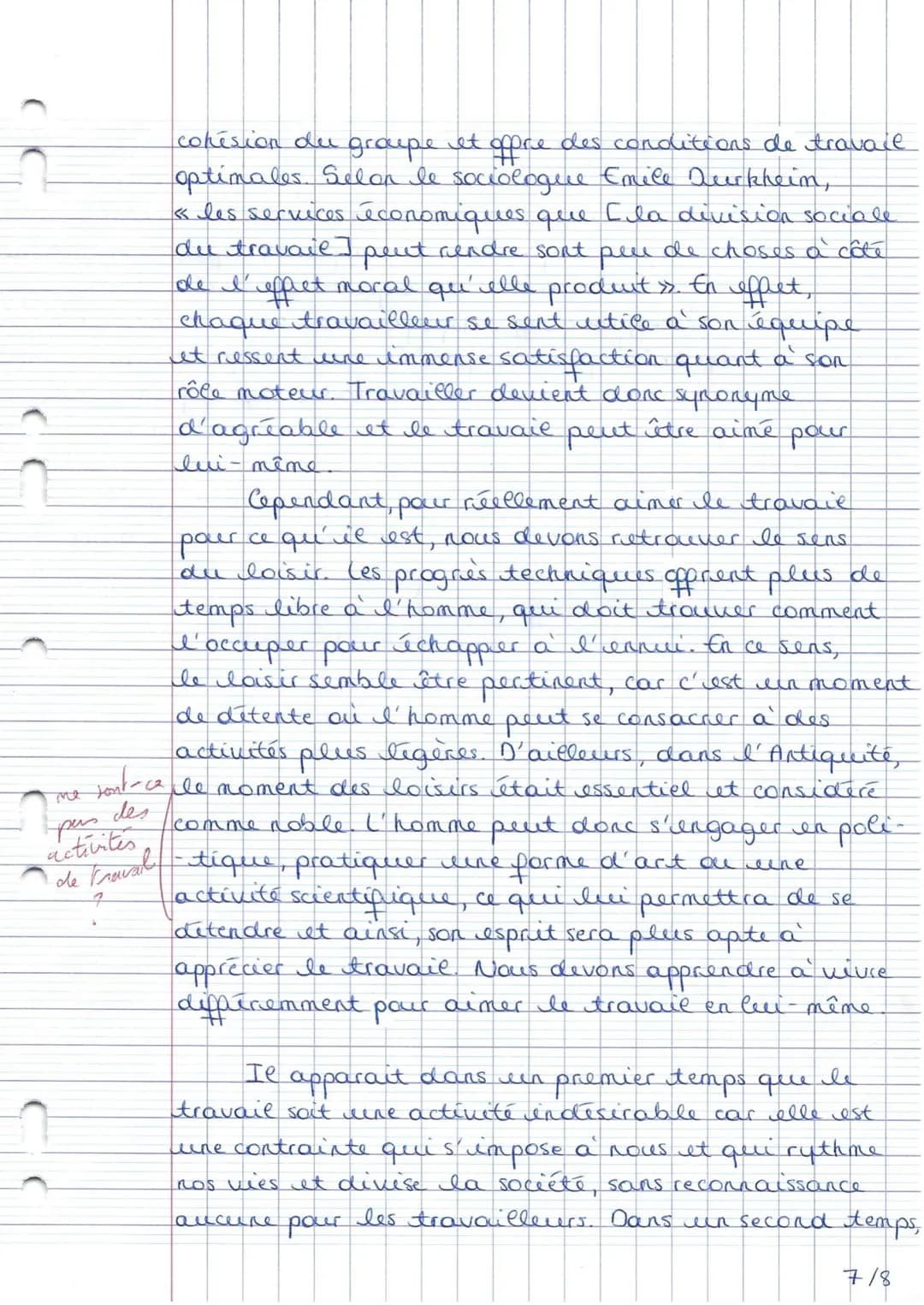 +B
1
120
Excellent trentail
Mourin Margo
The 64
Bac blanc philosophice n° 2
Sujet 1: le travail peut-il être aimé pour lui même ?
teen
le tr