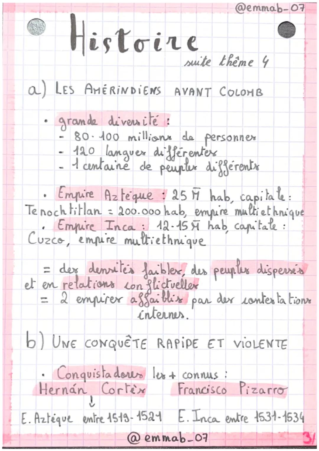 •Histoire
●
@emmab_07
Leçon 1: L'ouverture atlantique : les conséquen-
- ces de la découverte du " Nouveau Monde"
introduction :
Avant la co