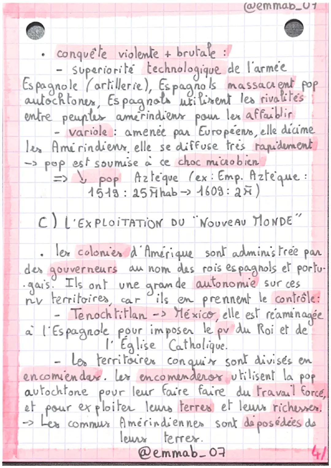 •Histoire
●
@emmab_07
Leçon 1: L'ouverture atlantique : les conséquen-
- ces de la découverte du " Nouveau Monde"
introduction :
Avant la co