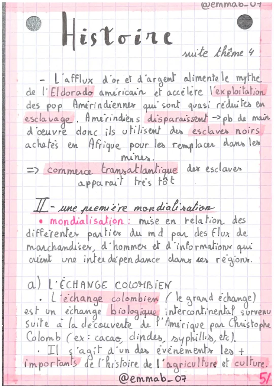 •Histoire
●
@emmab_07
Leçon 1: L'ouverture atlantique : les conséquen-
- ces de la découverte du " Nouveau Monde"
introduction :
Avant la co