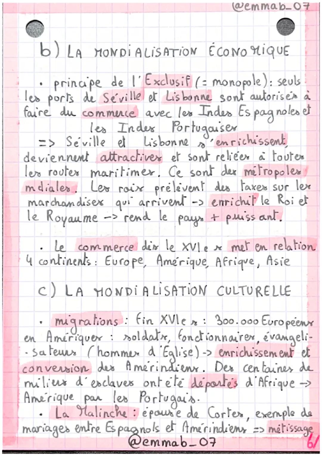 •Histoire
●
@emmab_07
Leçon 1: L'ouverture atlantique : les conséquen-
- ces de la découverte du " Nouveau Monde"
introduction :
Avant la co