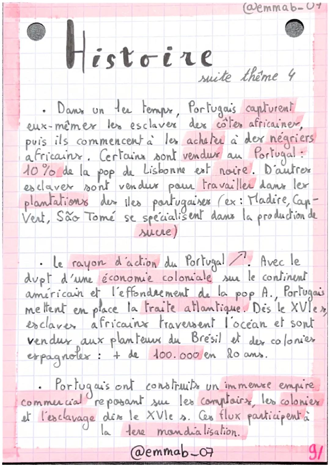 •Histoire
●
@emmab_07
Leçon 1: L'ouverture atlantique : les conséquen-
- ces de la découverte du " Nouveau Monde"
introduction :
Avant la co