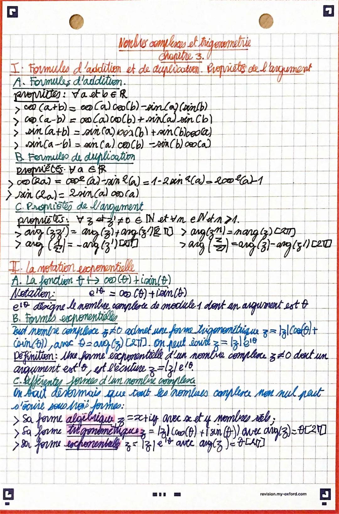 Chapitre 4 - Maths Expertes : nombres complexes et trigonométrie