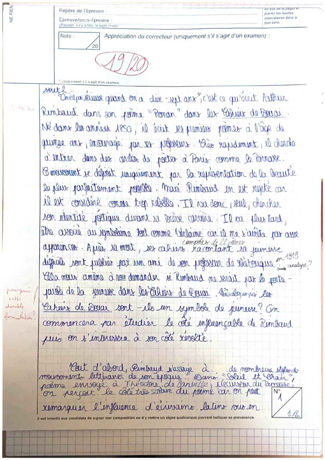 Dissertation sur les cahiers de Douai