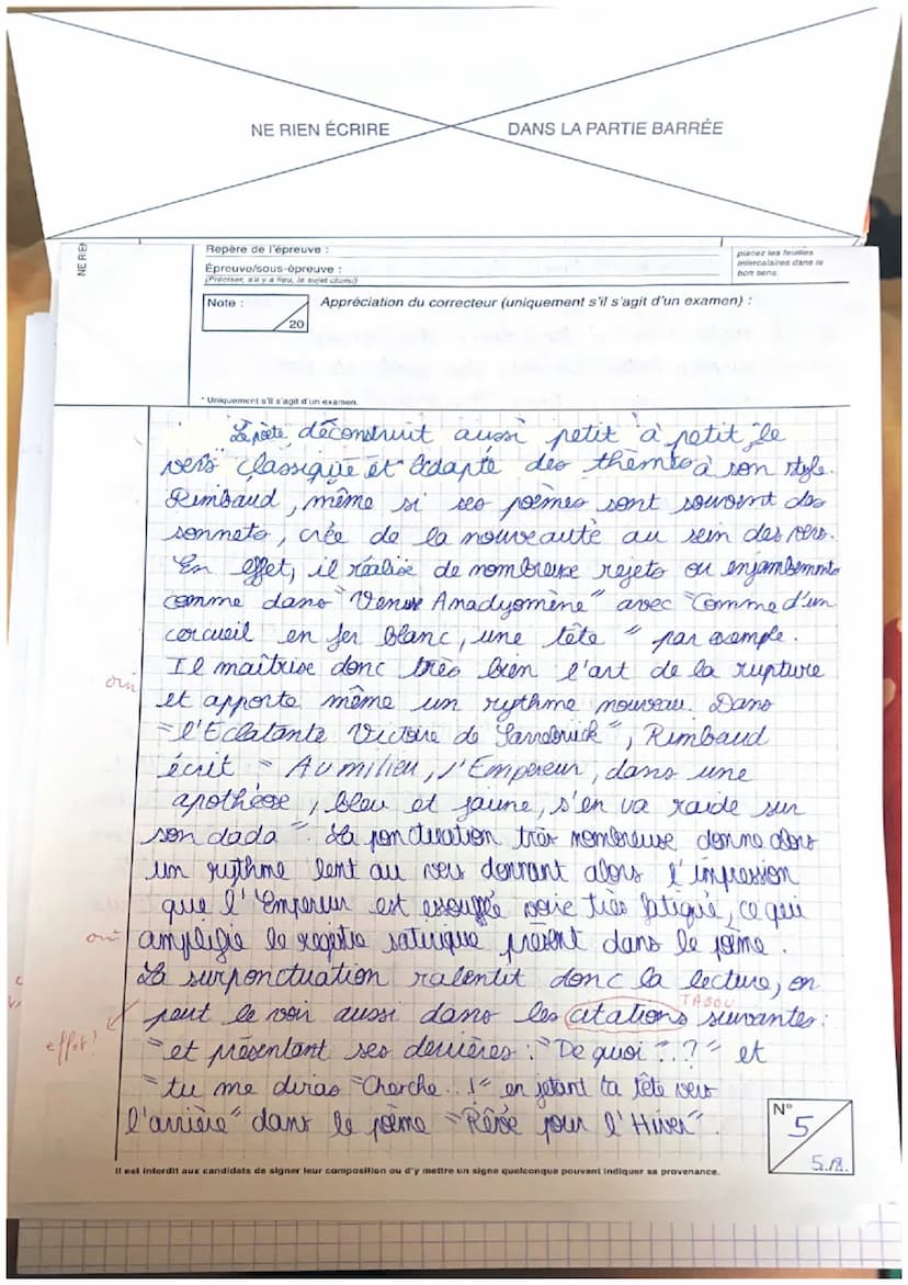 NE RIEN
Repère de l'épreuve :
Épreuve/sous-épreuve :
(Préciser sly a heu, le sujet choisi
Note:
20
en bas de la pagayer
placez les feuilles
