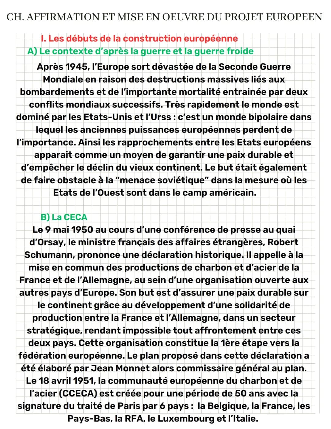 Affirmation et mise en oeuvre du projet européen