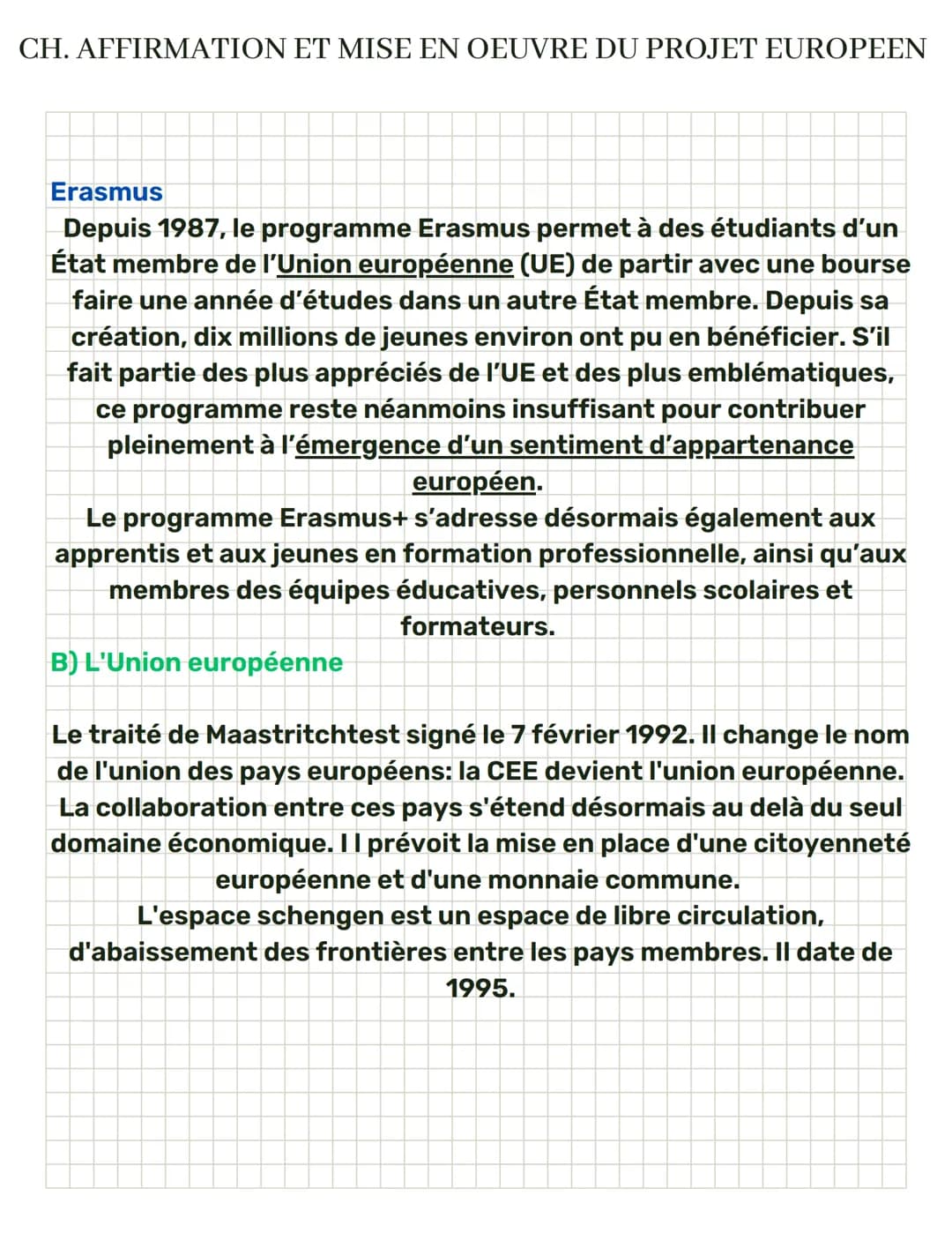 CH. AFFIRMATION ET MISE EN OEUVRE DU PROJET EUROPEEN
I. Les débuts de la construction européenne
A) Le contexte d'après la guerre et la guer