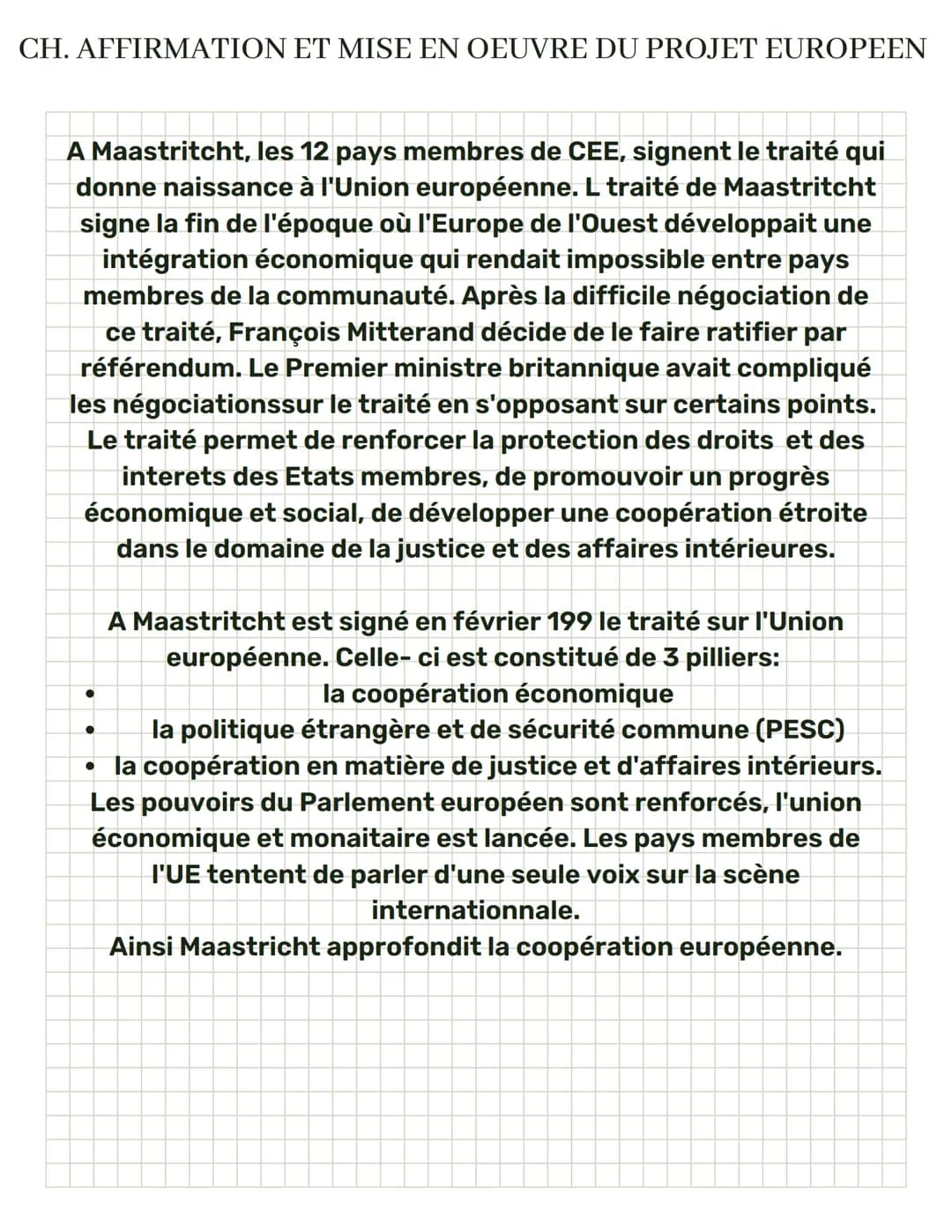 CH. AFFIRMATION ET MISE EN OEUVRE DU PROJET EUROPEEN
I. Les débuts de la construction européenne
A) Le contexte d'après la guerre et la guer