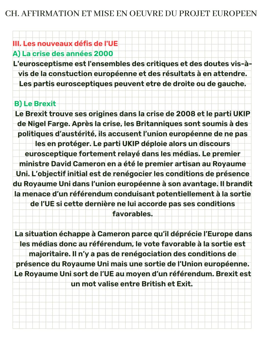 CH. AFFIRMATION ET MISE EN OEUVRE DU PROJET EUROPEEN
I. Les débuts de la construction européenne
A) Le contexte d'après la guerre et la guer