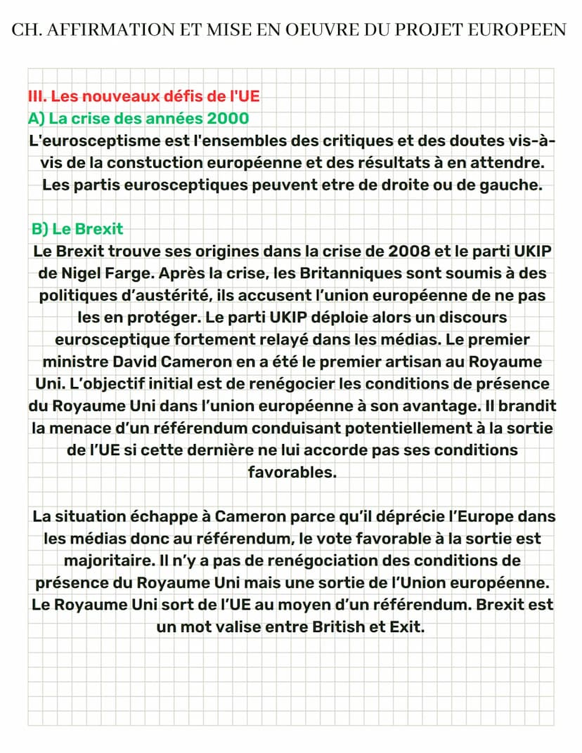 CH. AFFIRMATION ET MISE EN OEUVRE DU PROJET EUROPEEN
I. Les débuts de la construction européenne
A) Le contexte d'après la guerre et la guer