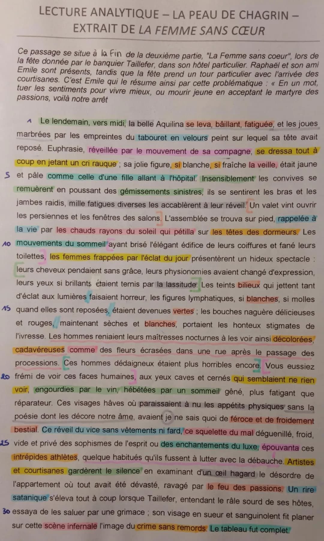Analyse linéaire de La Peau de Chagrin