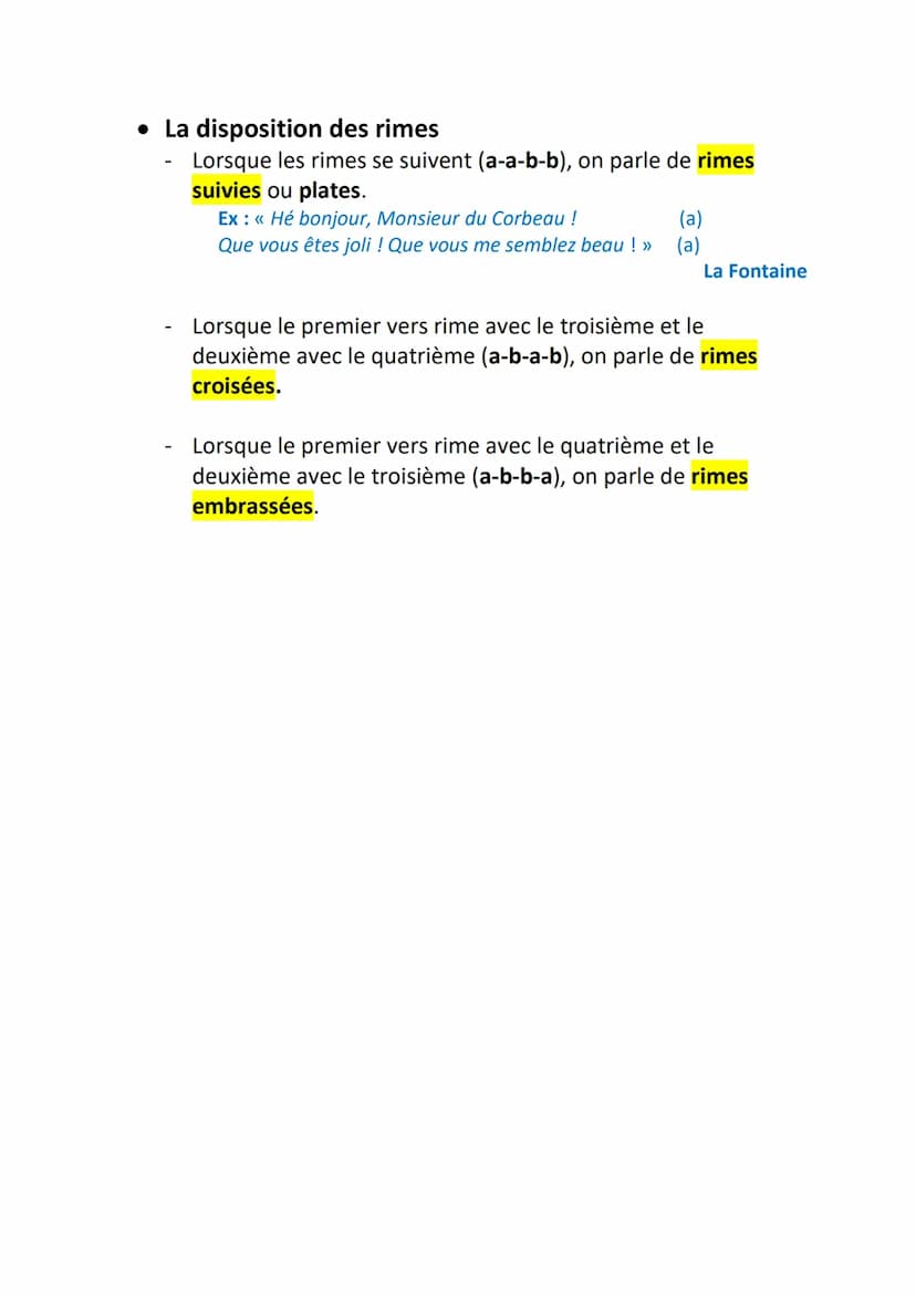 La poésie :
• Le décompte des syllabes
- À la fin de chaque mot, on compte le -e final si le mot suivant
commence par une consonne; on ne le