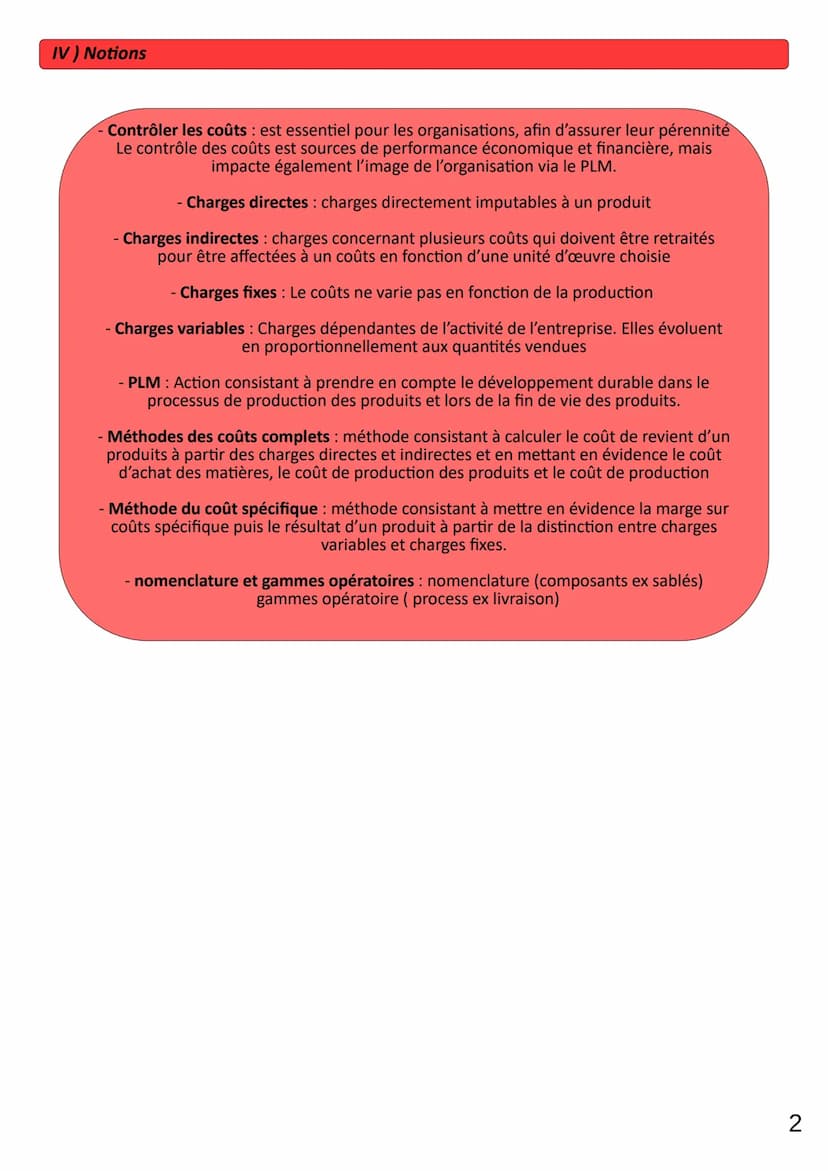 Thème 1
CHAP 4
LIMAUX Oriane
1) Pourquoi faut-il contrôler les coûts ?
Pour ne pas mettre en
danger la pérennité de
l'organisation
II) Comme