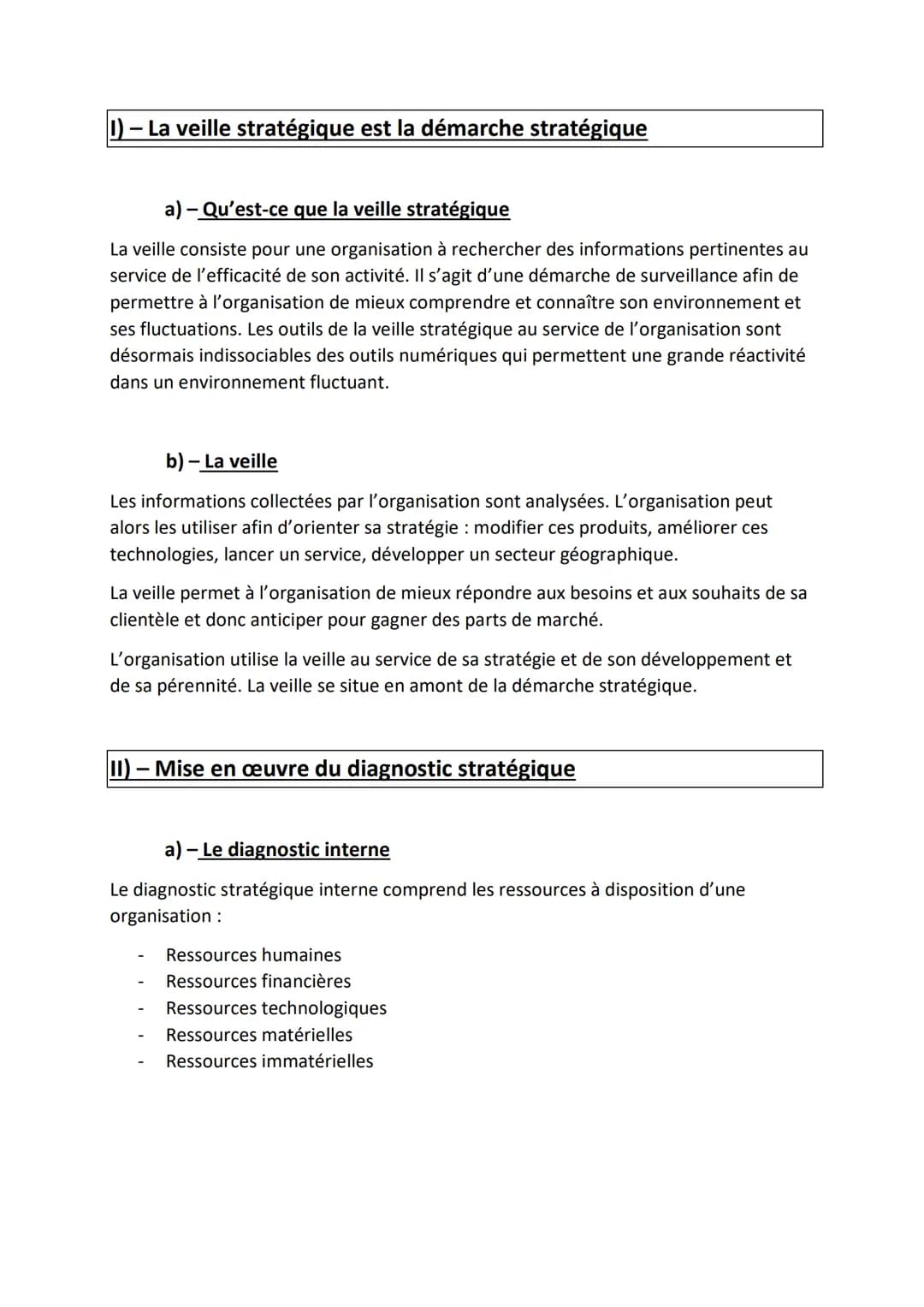 Chapitre 6) Comment élaborer le diagnostic stratégique ?
Objectifs du chapitre :
Recenser des éléments de diagnostic interne et externe
Iden