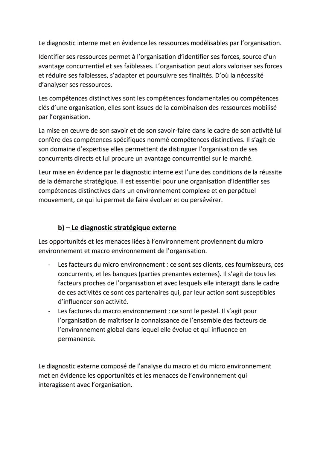 Chapitre 6) Comment élaborer le diagnostic stratégique ?
Objectifs du chapitre :
Recenser des éléments de diagnostic interne et externe
Iden