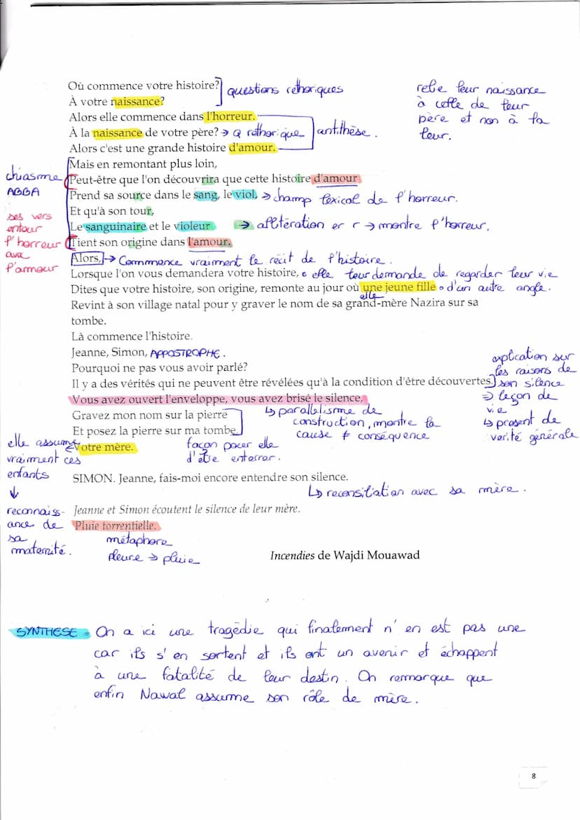 
<p>Le texte qui fait l'objet de notre étude est l'épilogue de la pièce de théâtre "Incendies", écrite par Wajdi Mouawad en 2003. Il s'agit 