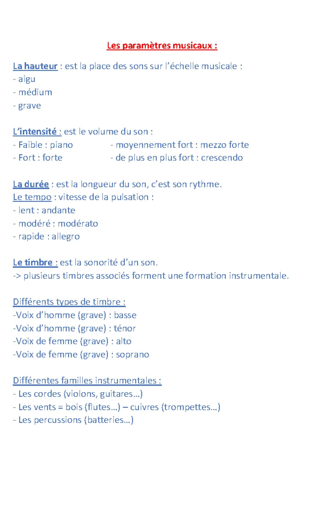 Les Paramètres du Son: Carte Mentale, Exercices et Jeux