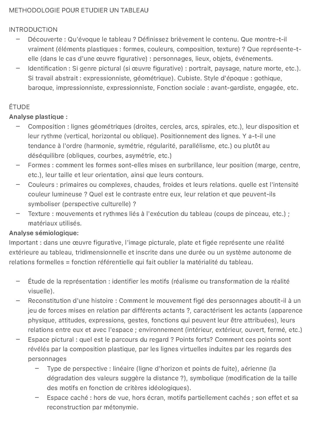 Méthode analyse d’un tableau