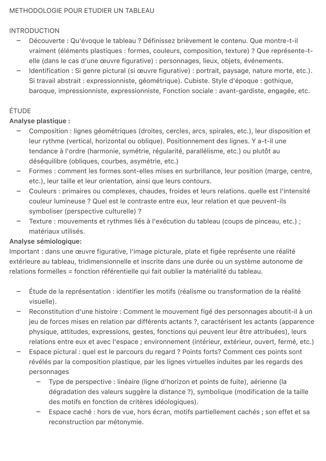 METHODOLOGIE POUR ETUDIER UN TABLEAU
INTRODUCTION
-
Découverte : Qu'évoque le tableau ? Définissez brièvement le contenu. Que montre-t-il
vr