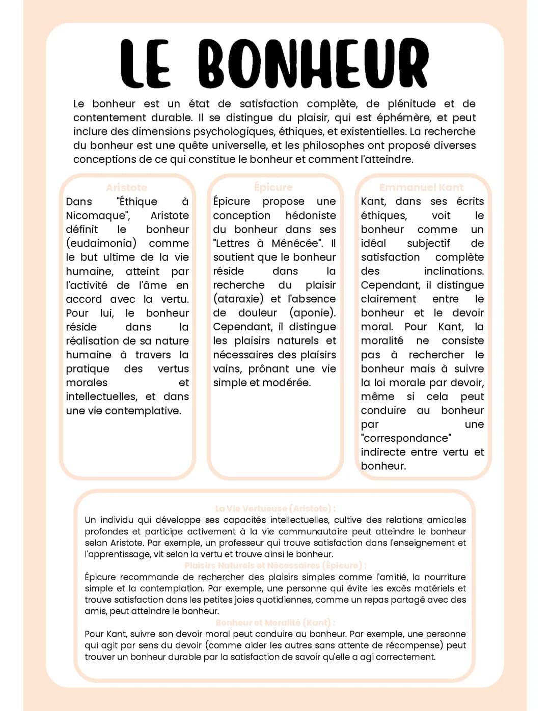 fiche de philosophie le bonheur