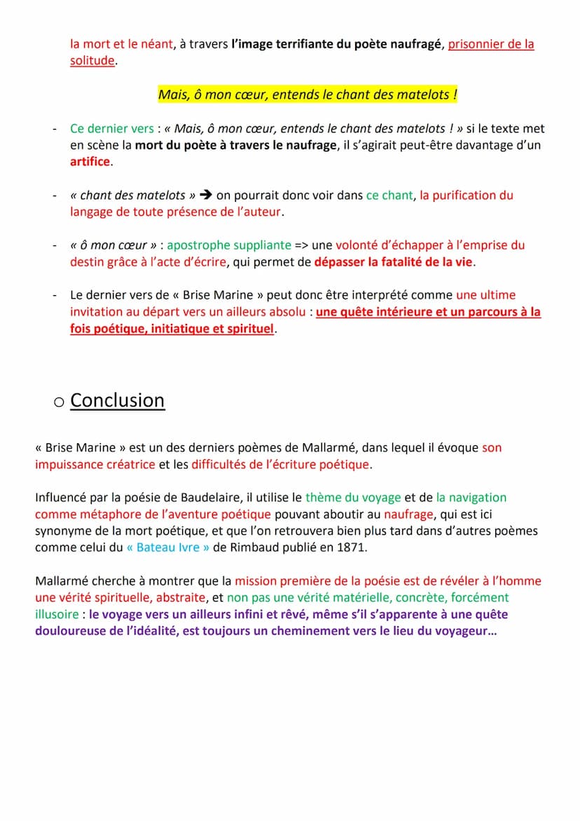 ORAL - TEXTE 1 : Mallarmé - POÉSIE :
<< Brise Marine >>
o Introduction :
1. PRÉSENTATION : En 1865, Stéphane Mallarmé rédige, dans la suite 