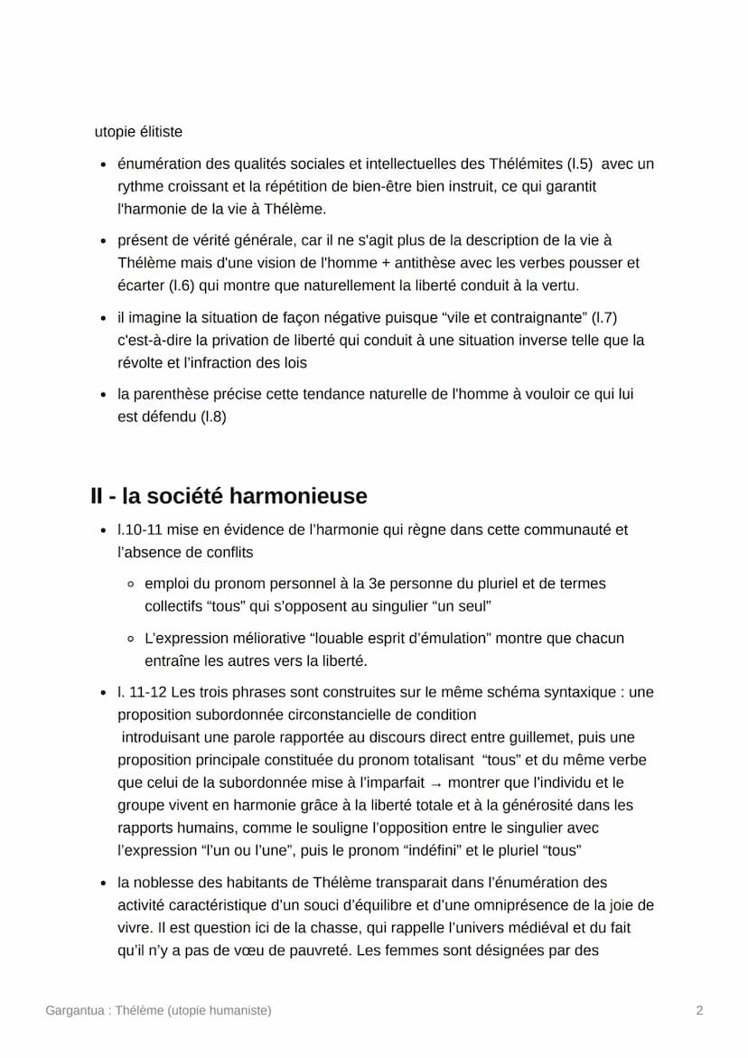 Gargantua : Thélème (utopie
humaniste)
L'œuvre de Gargantua, publié en 1534, a été écrite par Rabelais, un moine puis
médecin qui s'inscrit 