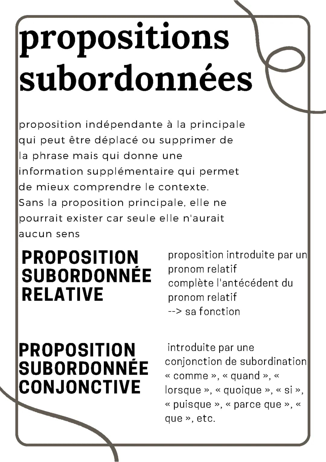 Les propositions subordonnées 