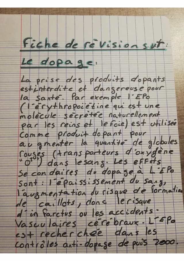 Know Fiche de révision s.v.t sur le dopage thumbnail