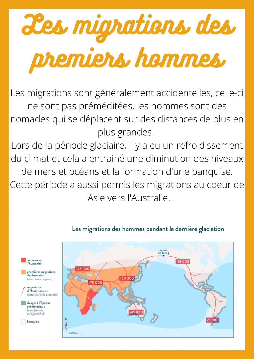 Les migrations des
premiers hommes
Les migrations sont généralement accidentelles, celle-ci
ne sont pas préméditées. les hommes sont des
nom
