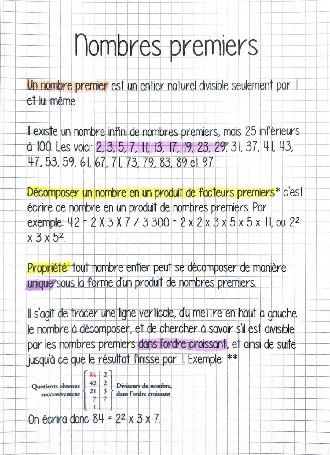 Fiche de révision sur les nombres premiers