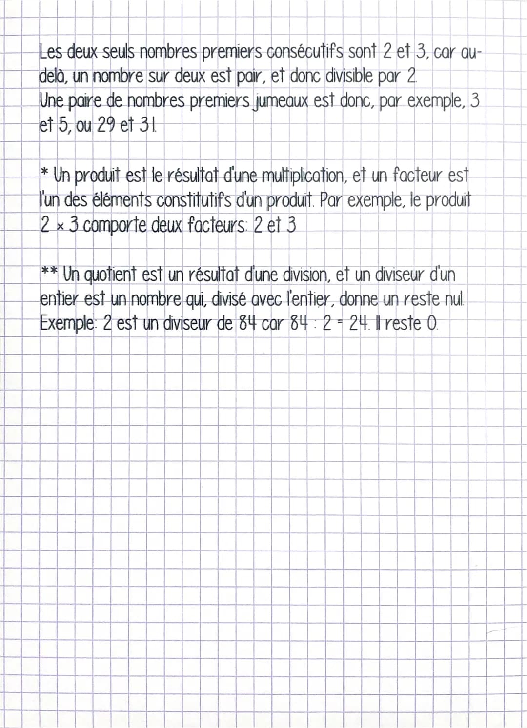 Nombres premiers
Un nombre premier est un entier naturel divisible seulement par I
et lui-même
Il existe un nombre infini de nombres premier
