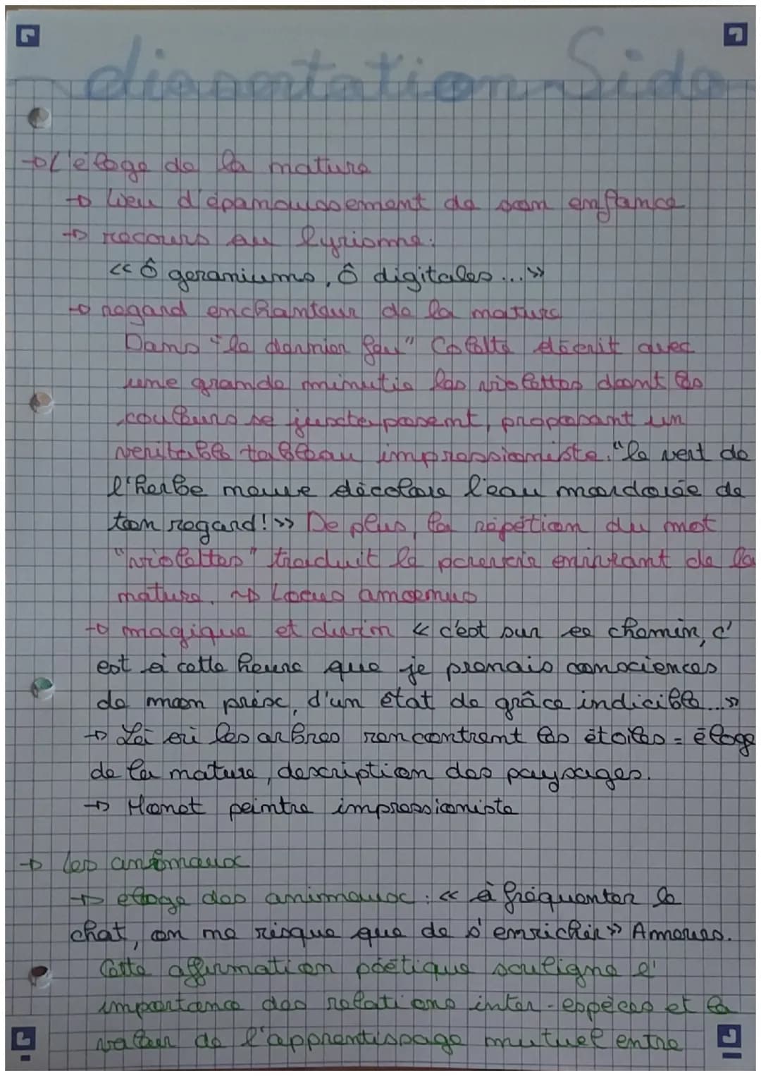 dissertation Side
of eloge de la mature
to wen d spamoussement de son enfance
- recours au fyrisme.
CÔ
geraniums, Ô digitales
>>
-o regard e