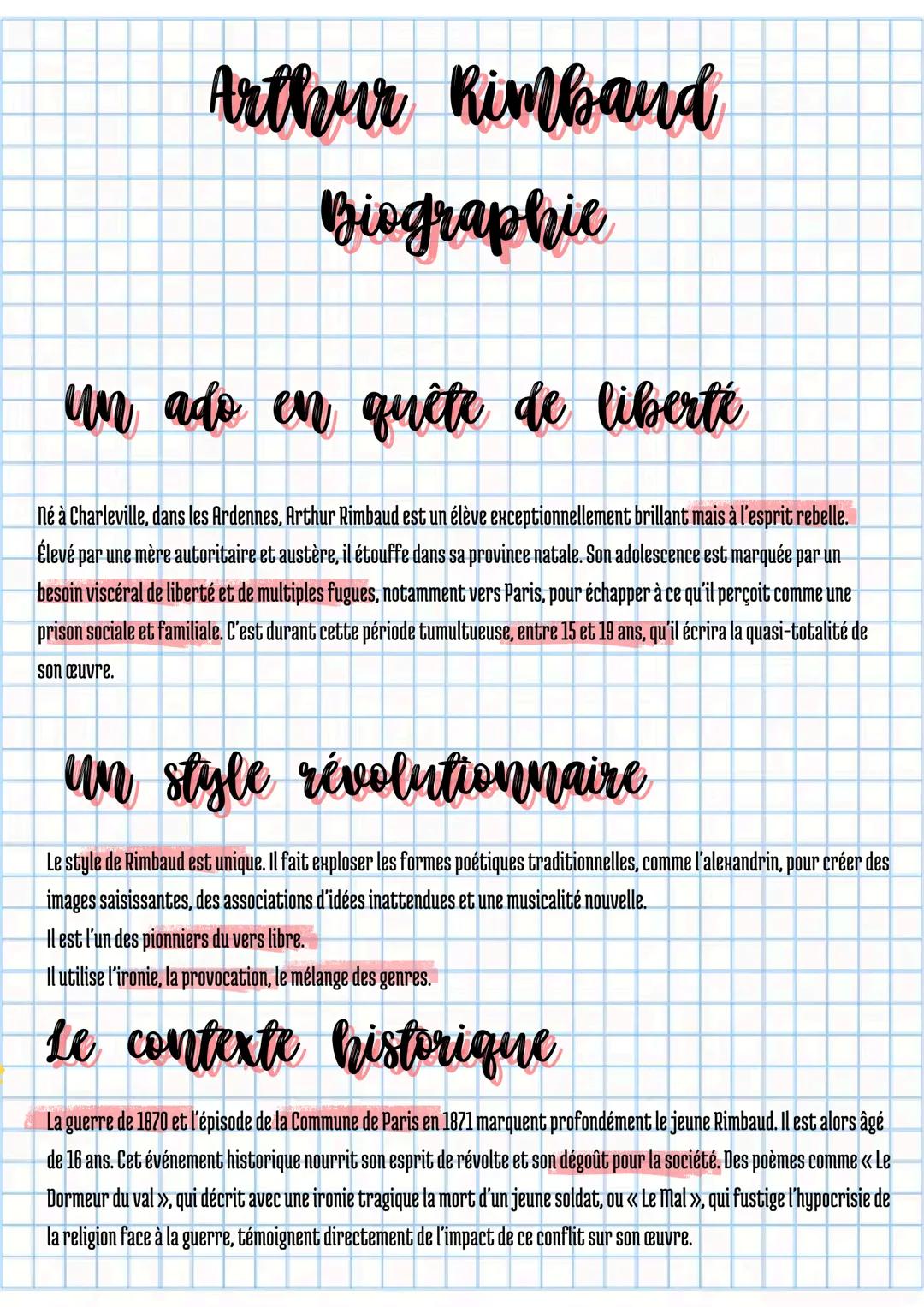 Arthur Rimbaud fiche biographie