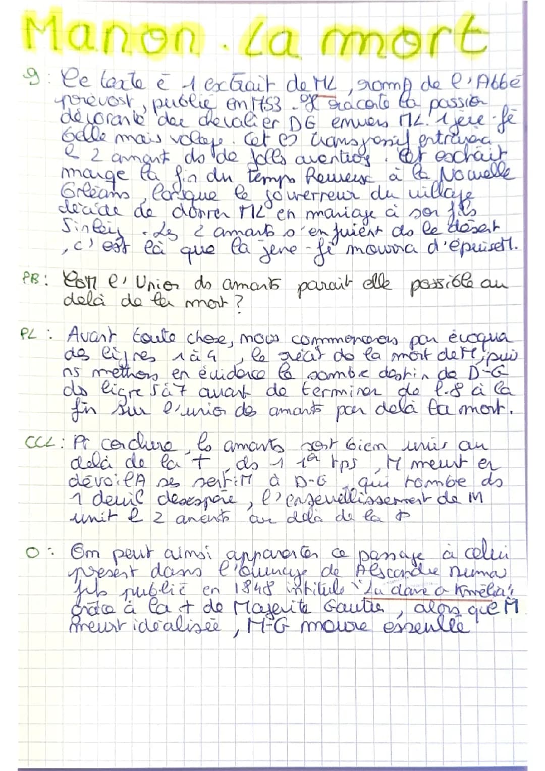 Analyse linéaire La mort de Manon Lescaut 
