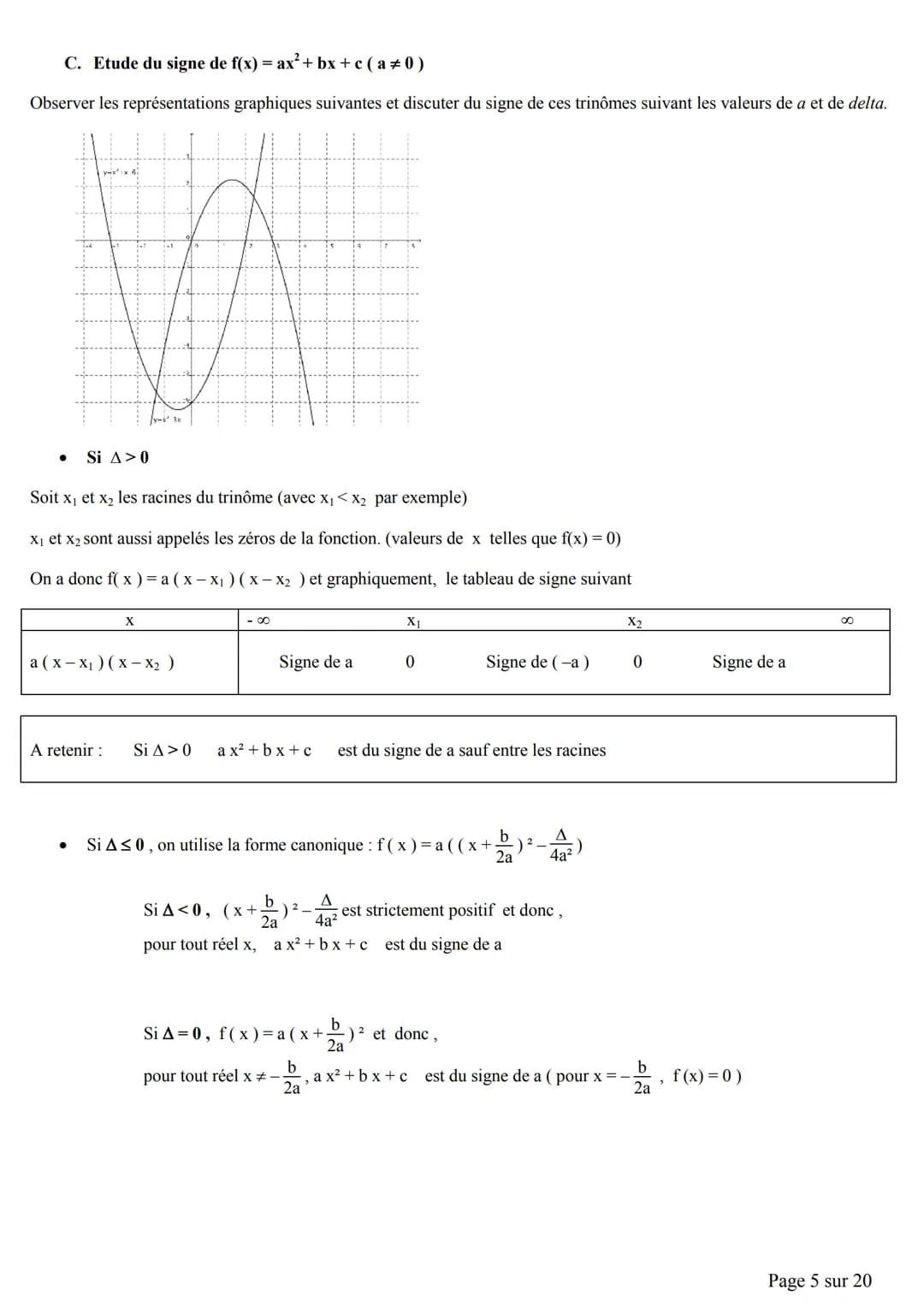 Chapitre 4: Fonctions du second degré
A. Découverte par la calculatrice de la fonction du second degré.
Activité 1:
Tracer les paraboles d'é