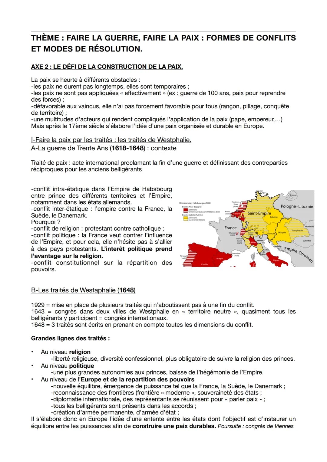 THÈME : FAIRE LA GUERRE, FAIRE LA PAIX : FORMES DE CONFLITS
ET MODES DE RÉSOLUTION.
AXE 2 : LE DÉFI DE LA CONSTRUCTION DE LA PAIX.
La paix s