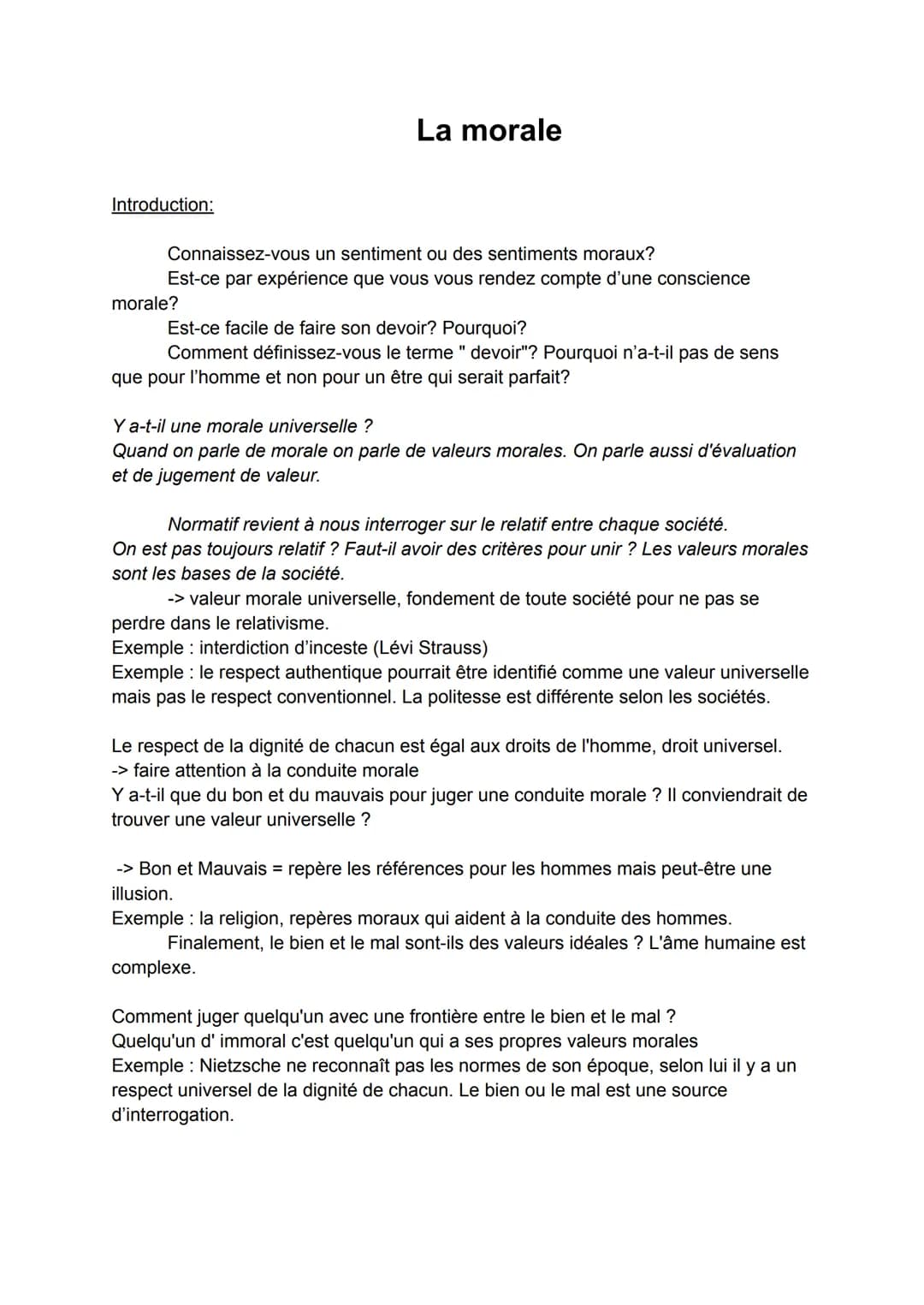Introduction:
Connaissez-vous un sentiment ou des sentiments moraux?
Est-ce par expérience que vous vous rendez compte d'une conscience
mora